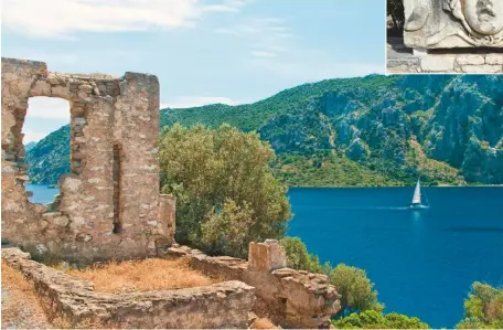  ??  ?? BELOW LEFT: There are plenty of ancient sites to visit while cruising the region, including Byzantine ruins outside Marmaris
