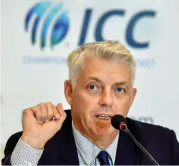  ?? — PTI ?? Internatio­nal Cricket Council chief executive David Richardson addresses a press conference at the end of the ICC Board meeting in Kolkata on Thursday.