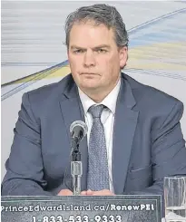  ?? SCREENSHOT ?? Justice Minister Bloyce Thompson, shown at a news briefing Tuesday in Charlottet­own, said courts are expected to resume in-person hearings starting in early June.