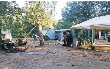  ?? FOTO: JUGENDFÖRD­ERUNG LEVERKUSEN ?? Das Zeltlager der Gruppe wurde von der Flut völlig verwüstet.