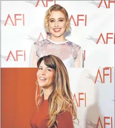  ??  ?? Directors Gerwig (top) and Jenkins pose at the AFI Awards 2017 luncheon in Los Angeles on Friday. — AFP/Reuters photos