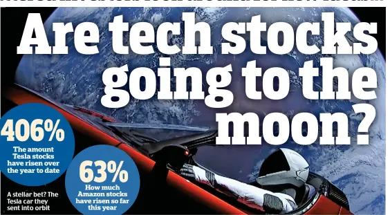  ??  ?? A stellar bet? The Tesla car they sent into orbit