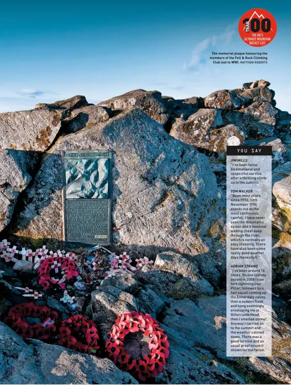  ?? MATTHEW ROBERTS ?? The memorial plaque honouring the members of the Fell & Rock Climbing Club lost to WWI.