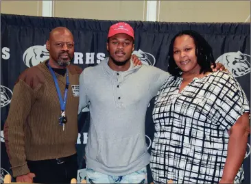  ??  ?? Gene Wilson and Tonya Drayton were on hand Wednesday to see their son, Ridgeland senior Skye Wilson, sign a letter of intent to play football at West Georgia. (Messenger photo/Scott Herpst)