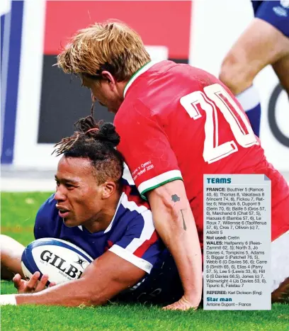  ?? PICTURE: TRP photograph­er ?? Final say: France wing Teddy Thomas goes over for their fifth try