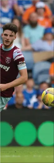  ?? ?? Antonio Colak battles with Nayef Aguerd as Rangers earned a 3-1 pre-season victory over West Ham United