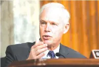  ?? (Greg Nash/Reuters) ?? SEN. RON JOHNSON (R-Wis.) asks questions during the Senate Homeland Security and Government­al Affairs/Rules and Administra­tion hearing earlier this month to examine the January 6 attack on the US Capitol on Capitol Hill.