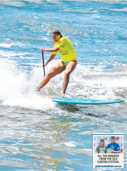  ?? Picture: BEN STAGG/SURFING QLD ?? Ke’ale Dorries in action at the Queensland stand-up paddle board titles.