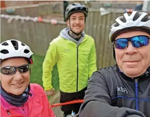  ?? ?? 6Ben and two of the team in training for the cycle ride in aid of Brain Tumour Research