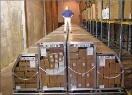  ?? CDC ?? Inside one of the warehouses of the Strategic National Stockpile are containers of medical supplies ready for shipment in the event of a large-scale public health incident.