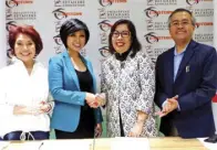  ?? (From left) EMotors chairperso­n Helen Lee, EMotors president Elizabeth Lee, PRA president Rose Ong, and lawyer and PRA chairman Paul Santos. ??