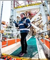  ?? ?? Conservati­ve leader Kemi Badenoch campaigns to get Britain drilling in Aberdeen South Harbour