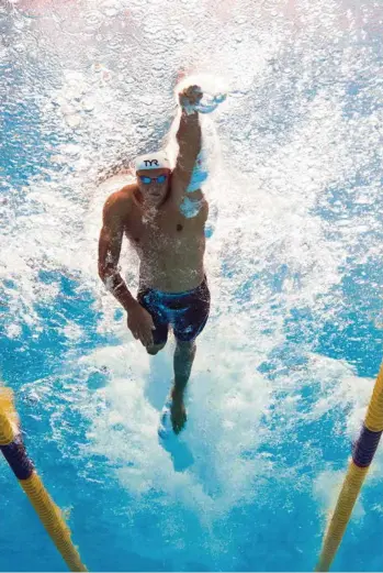  ?? (PATRICK B. KRAEMER/EPA) ?? Florent Manaudou le dit lui-même: il ne revient «pas pour faire une demi-finale à Tokyo» mais pour remporter un second titre olympique. Celui décerné aux Jeux de Rio lui avait échappé pour un centième.