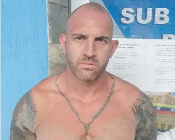  ?? CICPC / THE CANADIAN PRESS FILES ?? Steven Skinner is shown after being arrested in El Yaque, on Margarita Island in Venezuela, in this recent police handout photo posted on Twitter. Skinner is facing second-degree murder charges in Nova Scotia.