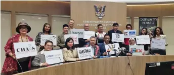  ?? ?? Abdul Karim (seated, second right), Snowdan (seated, third left) and industry players pose after announcing Sarawak’s participat­ion in the upcoming IMEX Frankfurt 2024.