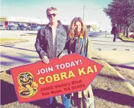  ??  ?? Central Florida actress Susan Gallagher (right) plays Lynn alongside William Zabka, who plays Johnny Lawrence, in Netflix’s “Cobra Kai.”