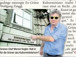  ??  ?? Grünen-chef Werner Kogler: Holt er für die Grünen das Kulturmini­sterium?