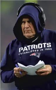  ?? MADDIE MEYER / GETTY ?? Tom Brady may be gone, but Bill Belichick has some options with the New England Patriots.