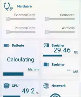  ??  ?? Der Phone Doctor Plus analysiert die Hardware des Telefons und liefert alle möglichen Daten.