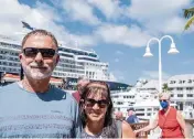  ?? MARK HEDDEN For the Herald ?? Mitch and Pam Nunes, of Tennessee, after reaching Key West on the Celebrity Constellat­on on Feb. 26.