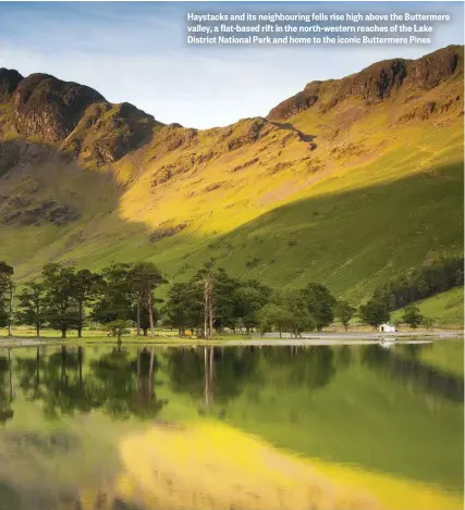  ??  ?? Haystacks and its neighbouri­ng fells rise high above the Buttermere valley, a flat-based rift in the north-western reaches of the Lake District National Park and home to the iconic Buttermere Pines