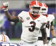  ?? Joshua L. Jones / Associated Press 2017 ?? Georgia’s Roquan Smith was voted the nation’s best linebacker, but there are concerns about his size.