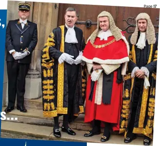  ??  ?? Pomp: Centre left, new Lord Chancellor David Gauke, former Lord Chief Justice Lord Thomas and Master of the Rolls Sir Terence Etherton