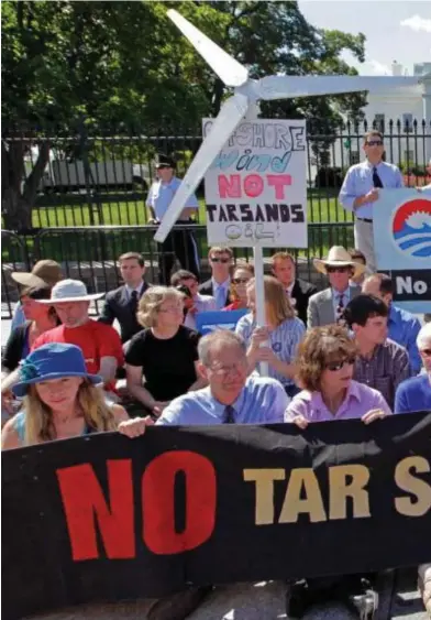  ??  ?? Environmen­tal activists gathered outside the White House last year to protest the Keystone