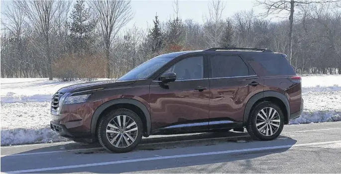  ?? ?? The 2022 Nissan Pathfinder Platinum is the fifth generation of the family-friendly SUV.