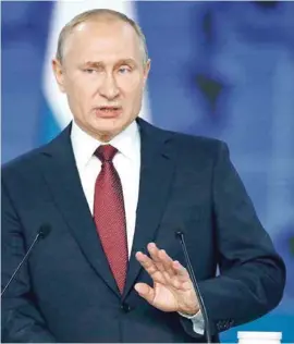  ??  ?? FUERZA. Putin hizo la advertenci­a en la Asamblea Federal en Moscú.