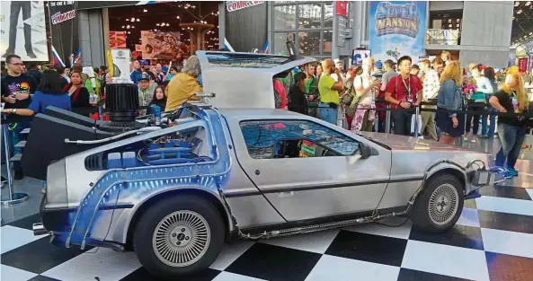  ??  ?? last year at NyCC, Pepsi brought in the Delorean time machine with cosplayers of Marty McFly and Doc Brown to share with fans their Pepsi Max collectibl­e beverage as featured in the beloved movies. — Photos: rICHArD CHuA