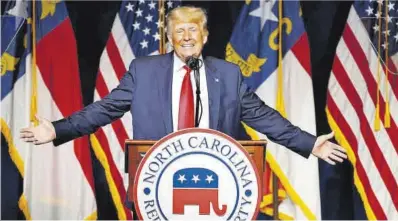  ?? Jonathan Drake / Reuters ?? Donald Trump, en la convención republican­a de Carolina del Norte en Greenville, el sábado.