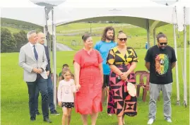  ?? Photo / Peter de Graaf ?? Deputy Prime Minister Carmel Sepuloni and Northland MP Willow-Jean Prime are welcomed to the waka camp at Bledisloe Domain.