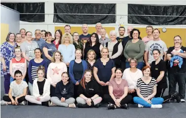  ??  ?? The “A Night to Remember” cast includes (back row, from left) Kirrily Howden, Simon Fraser, Esther White, Hayley Abery, Sam Stephens, Tristan Cullinan-Smayles, John Black, Toby Just, Graeme Marriott, Paul Beaumont, (middle row, from left) Joanne Wolsley, Tammy Tily, Danielle Green, Caroline Allen, Fiona Camp, Elyse Clyde, Natalie Heels, Michael Winterton, Kathy Ross, Dorothy McMahon, Daniel Burton, Ben Heels holding Mitchell, (kneeling front row, from left) Elizabeth Wolsley-Alomes, Libby Rogers, Dominique Holmes, Adie Perry, Tracie McDonald, Janelle Forrest, Brenda Patterson, Sami Lee Coulter, (sitting front row, from left) Teagen Rogers, Ashlee Jennings, Maddi Bransgrove, Tara Matthews, Shari Ward and Rachel O’Dwyer. Absent is Cory Bruerton.