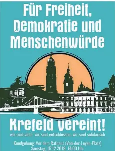  ?? FOTO: INITIATIVE ?? Mit diesem Plakat wirbt das Bündnis für die Teilnahme an der Demonstrat­ion am Samstag, 15. Dezember.