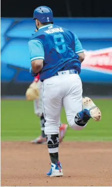  ?? JON BLACKER/THE CANADIAN PRESS ?? Blue Jays slugger Kendrys Morales is a homer away from an MLB record after slugging another one Sunday.