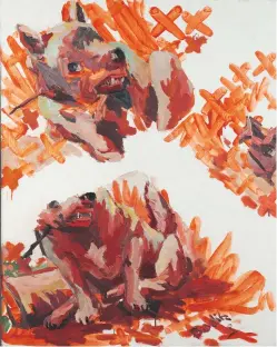  ?? [ Albertina – The Essl Collection/Georg Baselitz] ?? Eine Ikone im Werk von Georg Baselitz: der „Hockende Hund“von 1969 ist laut Direktor-Kurator Klaus Albrecht Schröder das letzte Motiv, das nicht am Kopf stehen musste.