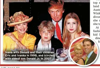  ?? ?? Ivana with Donald and their children Eric and Ivanka in 1998, and (circled) with oldest son Donald Jr. in 2007