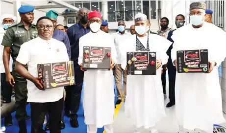  ??  ?? L—R: Governors Ben Ayade of Cross River State; Ifeanyi Okowa of Delta State, Aminu Tambuwal of Sokoto State and Ifeanyi Ugwuanyi of Enugu State on a visit to Cross River State Noodles factory at Ayade Industrial Park Calabar, recently.