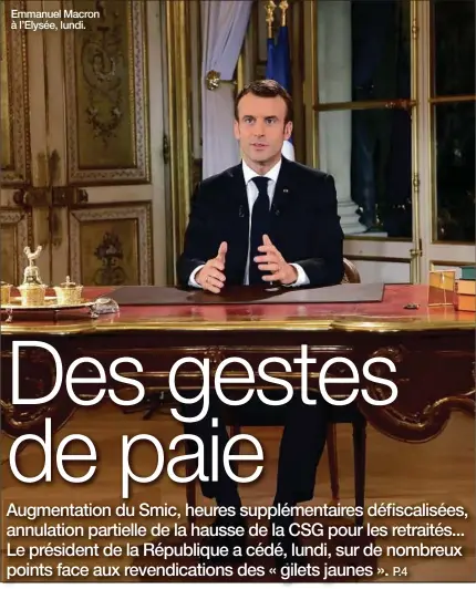  ??  ?? Emmanuel Macron à l’Elysée, lundi.