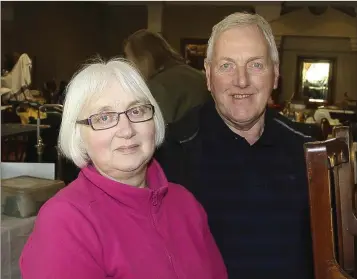  ??  ?? Freda and Dessie Elliott at the antiques fair in the Grand Hotel, Wicklow.