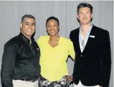  ?? Picture: JUDY DE VEGA ?? LET THERE BE HOPE: Grant Tobias, left, Nomkhitha Kwinana and Neil Barker attended the Hope Factory’s fundraiser at the Radisson Blu Hotel