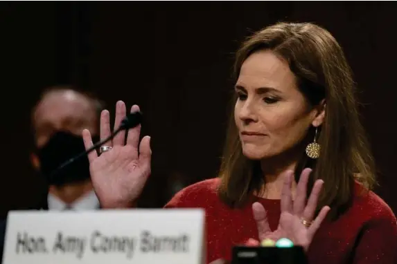  ??  ?? Amy Coney Barrett says she is not owned by Donald Trump (Getty)