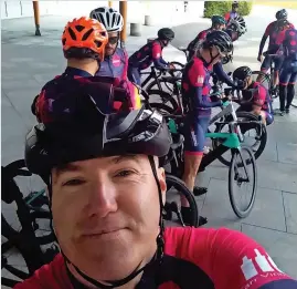  ?? ?? Special event Keith Vance snapped a selfie with his Tour 21 teammates ahead of the final rider day at St George’s Park on May 6.