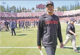  ?? Santiago Mejia / The Chronicle ?? Stanford head coach David Shaw says he does know one thing: If the Cardinal win the rest of their games, they’ll be in the Pac-12 title game Nov. 30 at Levi’s Stadium.