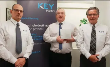  ??  ?? Patrick Kearney, Ciaran Downes &amp; Eamonn Downes, directors at Key Plastics.