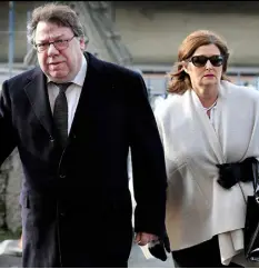  ??  ?? FAREWELL: Des O’Malley at the funeral Mass of his wife Patricia at the Church of the Sacred Heart in Donnybrook, with his daughter Fiona (left). Among the many mourners were Brian Cowen and his wife Mary, Mary Harney, Michael McDowell, Mary Mitchell...