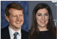  ?? AP ?? Ken Jennings and actress Mayim Bialik will split ‘Jeopardy!’ hosting duties for the remainder of the game show’s 38th season.