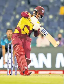  ?? ?? West Indies’ Shimron Hetmyer bats during the Cricket Twenty20 World Cup match against Sri Lanka yesterday.