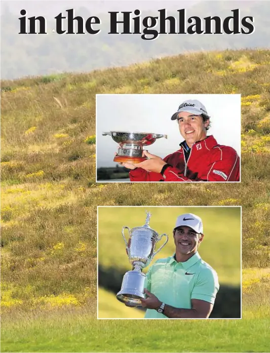  ??  ?? Hydro Challenge. The success at Aviemore, inset top, gave him a taste for more, culminatin­g in Sunday’s US Open triumph, inset bottom